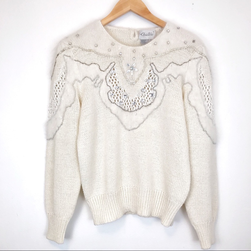 Vintage 80s Christine Embellished Beaded Sweater